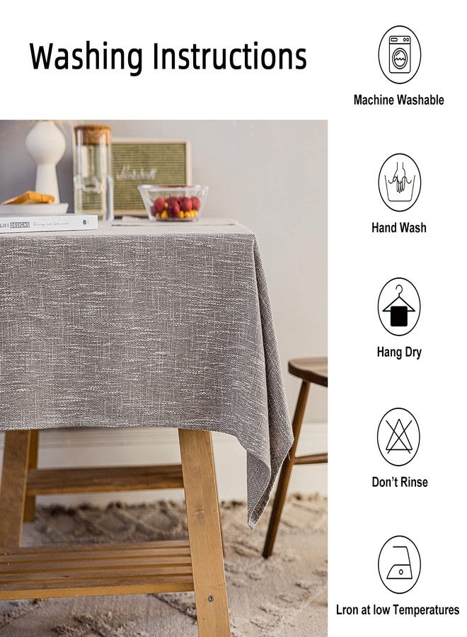 JSFLY Waterproof Cotton Linen Tablecloths Square Dining Table Cloth, Wipe Clean Indoor & Outdoor Table Cover for Buffet Party and Banquets, Wrinkle Resistant（54"x54"） Gray Coffee - Image 3